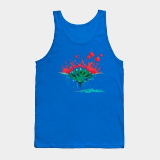 Abstract Inkblot Watermelon Summer Art Tank Top